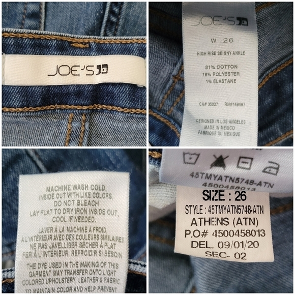 JOE'S Jeans Athens Womens High Rise Skinny Ankle Jeans 45TMYATN5748 Blue Size 26 - Picture 6 of 11